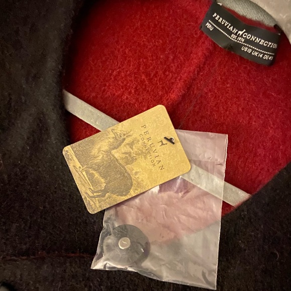 PERUVIAN CONNECTION Garance Reversible Coat Black Berry Size 10 - Picture 2 of 3